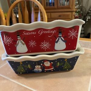 NWOT 2 Holiday Loaf Dishes